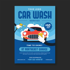 Car wash service flyer template with retro car