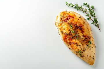 Grilled chicken breast with herbs on white