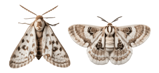 set of moths isolated on transparent background