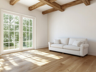 Fototapeta premium Contemporary interior of country house with light walls