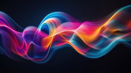 Energetic abstract waves in vivid colors, blending smoothly into a flowing, dynamic composition, copy space