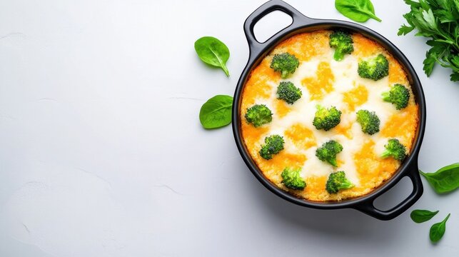 Creamy Broccoli Casserole in a Black Dish