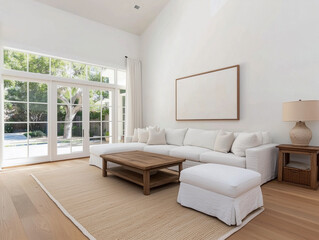 Fototapeta premium Contemporary living room in home with artwork 