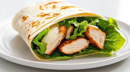 Fresh Chicken Wrap with Lettuce and Sauce