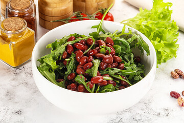 Red canned beans with arugula