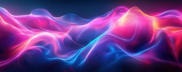 Fototapeta premium Abstract neon light waves, modern, vibrant colors, 3D rendering