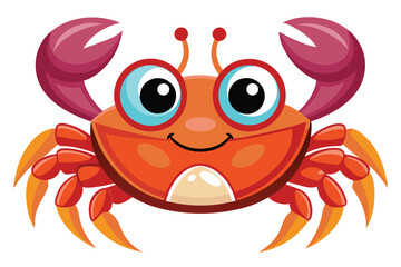 Fototapeta premium A happy cartoon crab waves its claws, enjoying a sunny beach day full of fun, a cartoon character Crab