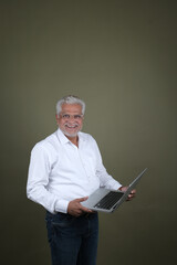 Confident Mature Man Smiling in Casual Attire, Embracing Life's Simplicity and Joy.