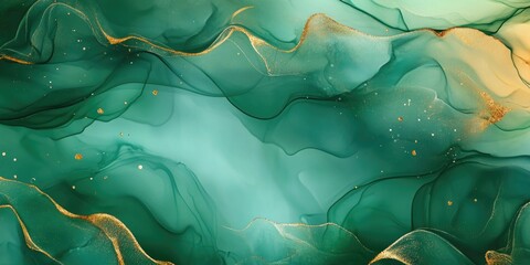 Close-up of green and gold painting