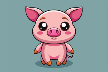 Obraz premium The adorable baby pig girl character stands cheerfully, showcasing her playful demeanor, a cartoon character Cute baby pig girl