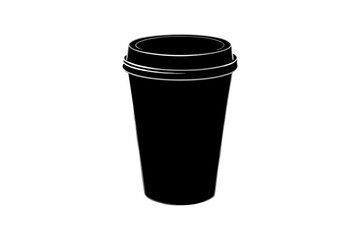 paper coffee cup with lid silhouette vector illustration