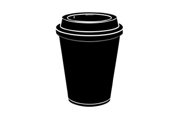 paper coffee cup with lid silhouette vector illustration