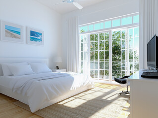 creative bedroom with decorative elements on walls