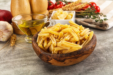 Raw dry Italian pasta - casarecce