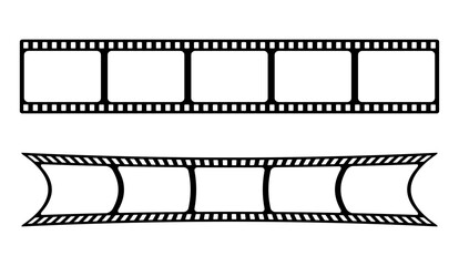 35mm film strip vector design with 5 frames on white background. Black film reel symbol illustration to use for photography, television, cinema, photo frame.
