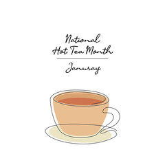 line art of National Hot Tea Month good for National Hot Tea Month celebrate. line art.