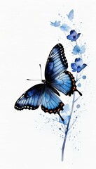 Obraz premium white black butterfly olated watercolor butterfly watercolor silhouette background design white black flower swirl isolated black-and-white set card wing postal flying unusual wedding vintage