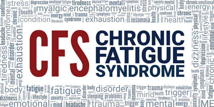 CFS Chronic Fatigue Syndrome word cloud conceptual design isolated on white background.