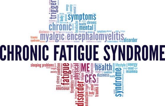 CFS Chronic Fatigue Syndrome word cloud conceptual design isolated on white background.