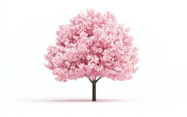 Fototapeta premium A photorealistic painting of a cherry blossom tree in full bloom, its delicate petals fluttering in the breeze, rendered in high-resolution 4K