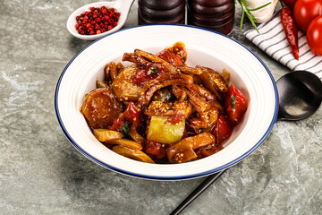 Asian cuisine pork in oyster sauce