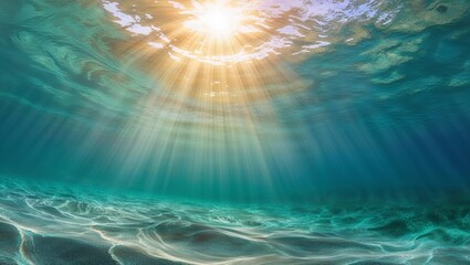 underwater scene with a transparent aqua textured background, resembling the surface of a calm ocean or a serene swimming pool