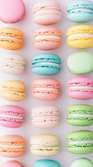 Obraz premium Brightly colored macaroons arranged in a neat row.
