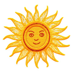 PNG  Sun in embroidery style sunflower pattern face.