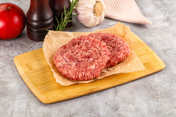Raw round beef cutlet minced meat