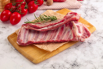 Raw lamb ribs rack for cooking