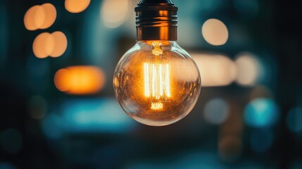 Fluorescent lamp glowing in the center, representing the bright spark of creative thinking and innovative problem-solving solutions.