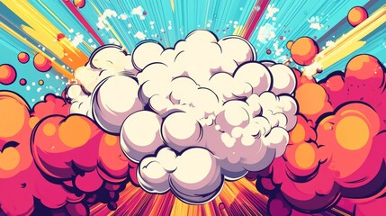 Comic book page explosions, clouds and bubbles pop art retro vector illustration 