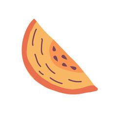 Pumpkin slice, cute hand drawn seasonal object. Vector illustration in flat style