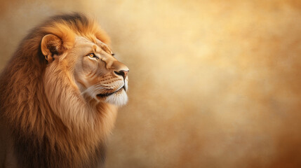 Fototapeta premium Artistic portrait of a lion in a regal pose, with a bold, painterly style.