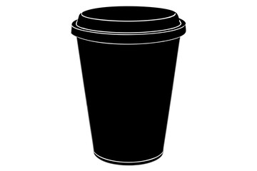 paper coffee cup with lid silhouette icon illustration