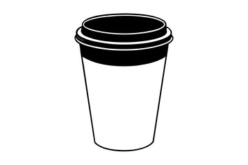 paper coffee cup with lid silhouette icon illustration
