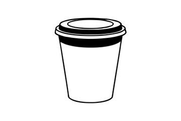 paper coffee cup with lid silhouette icon illustration