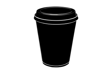 paper coffee cup with lid silhouette icon illustration