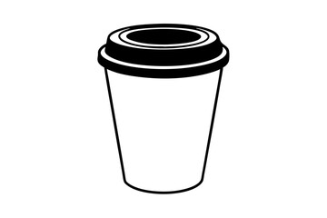 paper coffee cup with lid silhouette icon illustration