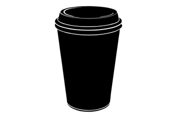 paper coffee cup with lid silhouette icon illustration