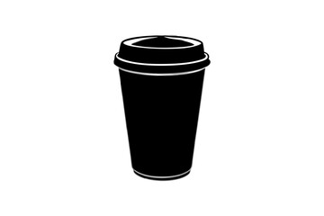 paper coffee cup with lid silhouette icon illustration