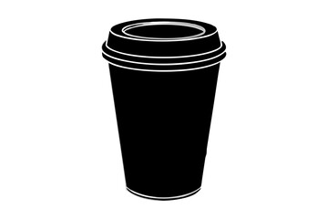 paper coffee cup with lid silhouette icon illustration