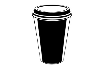 paper coffee cup with lid silhouette icon illustration