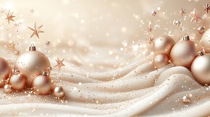 Stylish New Year card a smooth beige background and soft scattered metallic stars and circles in rose gold for a refined and modern feel