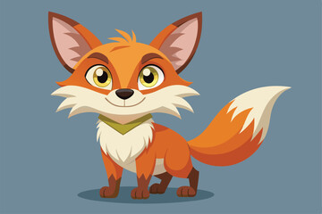 Obraz premium A vibrant cartoon fox with bright eyes and a fluffy tail looks playfully at viewers, a cartoon character fox