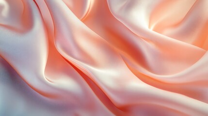 Obraz premium Closeup of a smooth, peach colored fabric with folds and waves.
