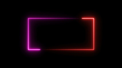 Abstract Glowing Neon Rectangle Frame Illustration Background.