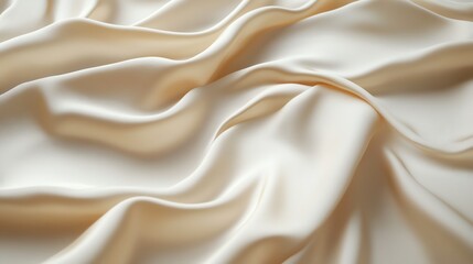 Obraz premium Soft cream-colored satin fabric with elegant folds.