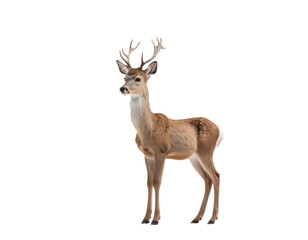 Fototapeta premium Young Deer in Side Profile with Delicate Antlers on Minimalist Transparent Background
