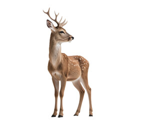 Obraz premium Young Deer in Side Profile with Delicate Antlers on Minimalist Transparent Background